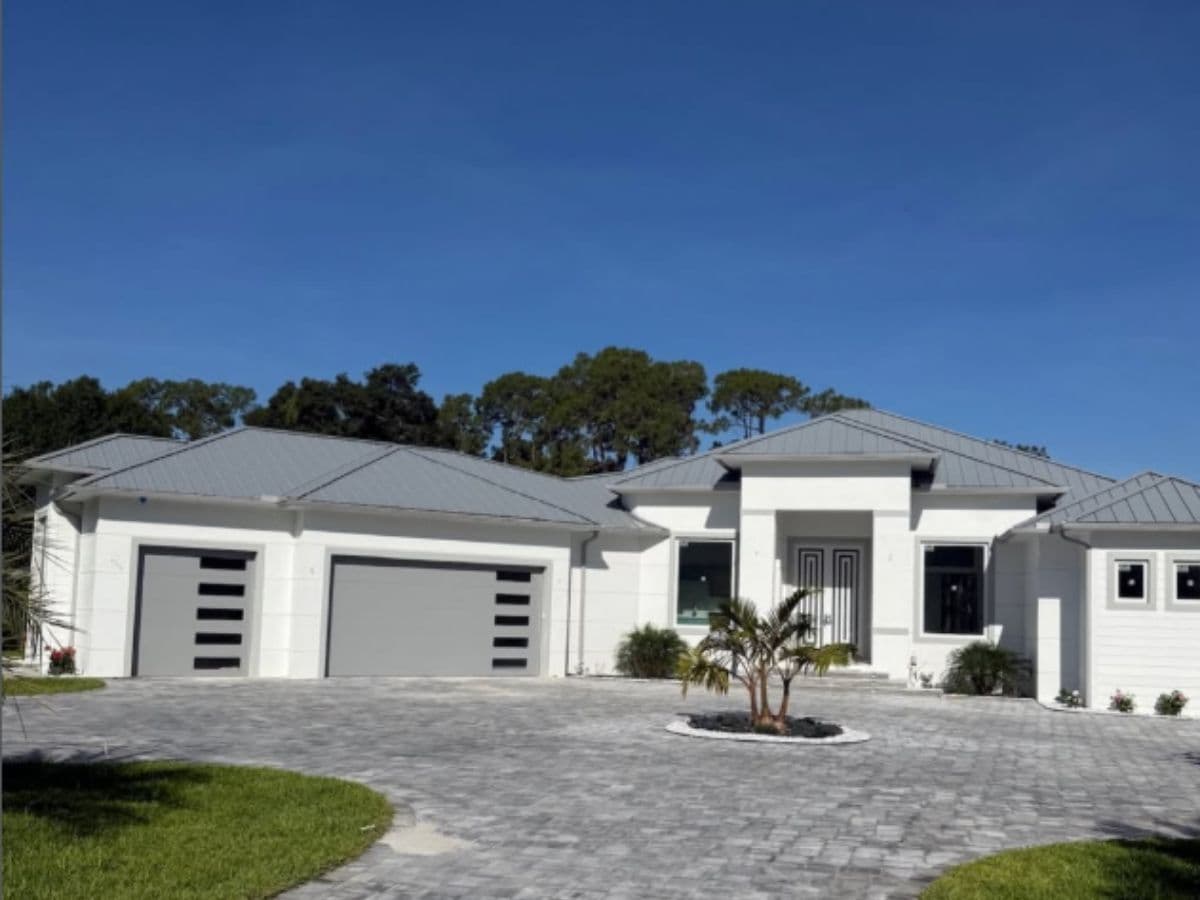 Modern residential garage door at a home in Marco Island, Florida