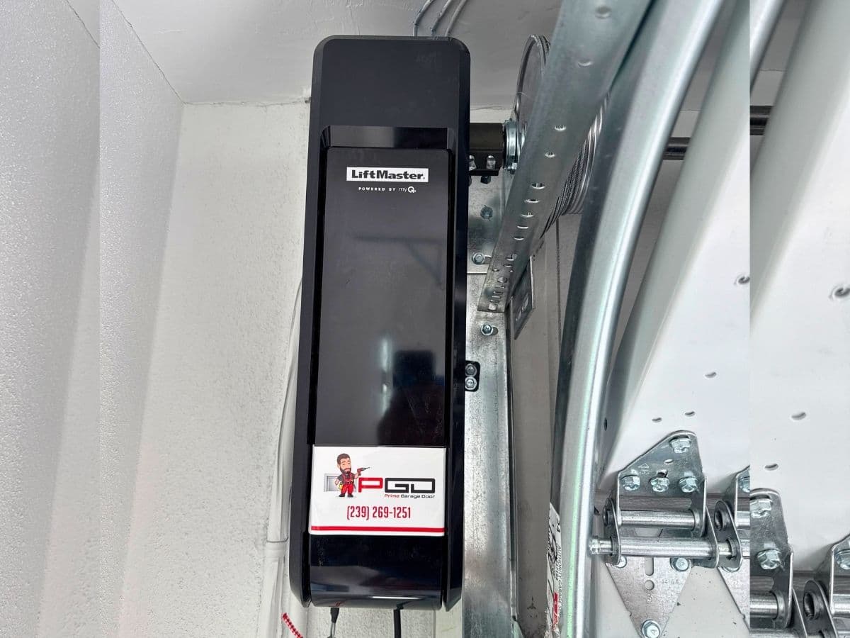 Modern garage door opener installed in a residential garage in Naples, Florida