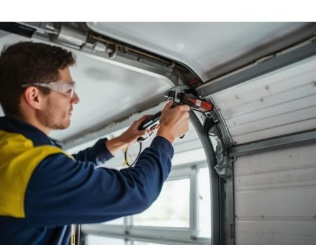 Garage Door Repair Naples FL | Prime Garage Door Garage door repair technician fixing torsion system in Naples, FL